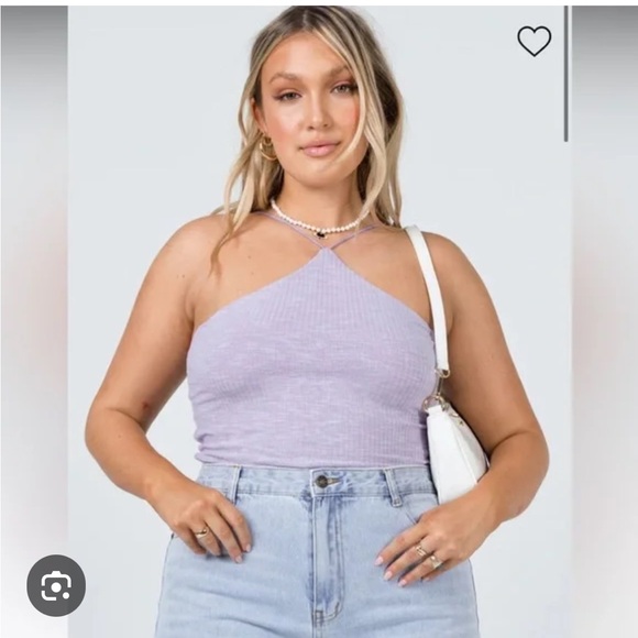 Princess Polly Ribbed High Neck Bodysuit in Light Purple - Picture 1 of 10